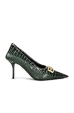Balenciaga Square Knife BB Pump in Forest Green, view 1, click to view large image.