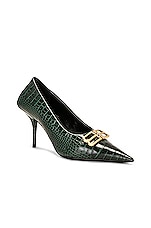 Balenciaga Square Knife BB Pump in Forest Green, view 2, click to view large image.
