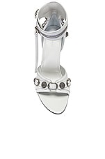 Balenciaga Cagole Sandal in Optic White & Aged Nickel, view 4, click to view large image.