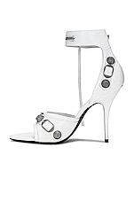 Balenciaga Cagole Sandal in Optic White & Aged Nickel, view 5, click to view large image.