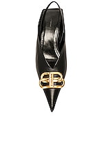 Balenciaga Square Knife BB Sling Pump in Black & Gold, view 4, click to view large image.