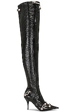 Balenciaga Cagole Over the Knee Boot in Black & Crystal, view 1, click to view large image.