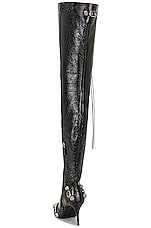 Balenciaga Cagole Over the Knee Boot in Black & Crystal, view 3, click to view large image.