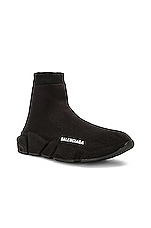 Balenciaga Speed Full Knit Sneaker in Black, view 2, click to view large image.