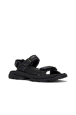 Balenciaga Tourist Fake Leather Sandal in Black, view 2, click to view large image.