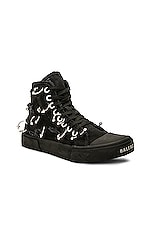 Balenciaga Paris High Top Sneaker in Black, view 2, click to view large image.