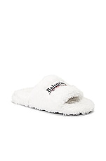 Balenciaga Furry Slide in White, view 1, click to view large image.