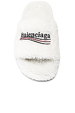 Balenciaga Furry Slide in White, view 4, click to view large image.