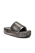 Balenciaga Rise Slide in Black Washed, view 2, click to view large image.