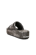Balenciaga Rise Slide in Black Washed, view 3, click to view large image.