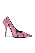 Balenciaga Square Knife Pump in Pink & Black, view 1, click to view large image.
