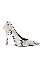 Balenciaga Square Knife Pump in Crystal & Black, view 1, click to view large image.
