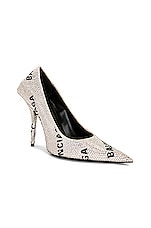 Balenciaga Square Knife Pump in Crystal & Black, view 2, click to view large image.