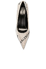 Balenciaga Square Knife Pump in Crystal & Black, view 4, click to view large image.
