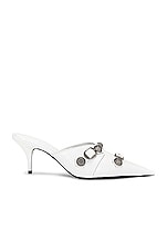 Balenciaga Cagole Mule in Optic White & Aged Nickel, view 1, click to view large image.