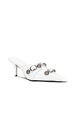 Balenciaga Cagole Mule in Optic White & Aged Nickel, view 2, click to view large image.