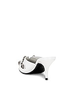 Balenciaga Cagole Mule in Optic White & Aged Nickel, view 3, click to view large image.