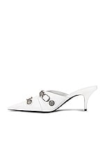 Balenciaga Cagole Mule in Optic White & Aged Nickel, view 5, click to view large image.