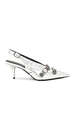 Balenciaga Cagole Sling Pump in Silver, view 1, click to view large image.