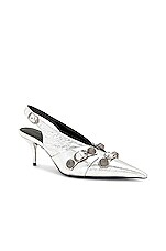 Balenciaga Cagole Sling Pump in Silver, view 2, click to view large image.