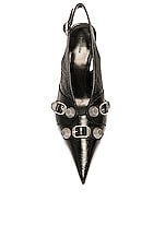 Balenciaga Cagole Sling Pump in Black & Aged Nickel, view 4, click to view large image.