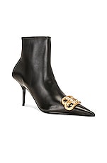 Balenciaga Square Knife BB Bootie in Black & Gold, view 2, click to view large image.