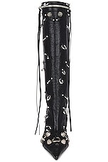 Balenciaga Cagole Pierced Boot in Black & Silver, view 4, click to view large image.