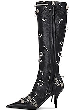 Balenciaga Cagole Pierced Boot in Black & Silver, view 5, click to view large image.