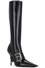 Balenciaga Knife Belt Boot in Black & Silver, view 2, click to view large image.