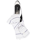 Balenciaga Knife Chemise Slingback Pump in White & Navy, view 4, click to view large image.