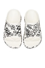 Balenciaga Crocs Pool Slide Sandal in White & Black, view 4, click to view large image.