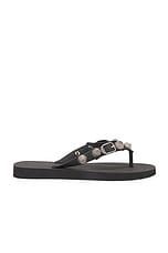 Balenciaga Cagole Thong Sandal in Black & Silver, view 1, click to view large image.