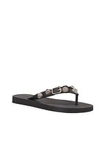 Balenciaga Cagole Thong Sandal in Black & Silver, view 2, click to view large image.