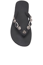 Balenciaga Cagole Thong Sandal in Black & Silver, view 4, click to view large image.
