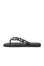 Balenciaga Cagole Thong Sandal in Black & Silver, view 5, click to view large image.
