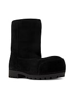 Balenciaga Alaska Fur Low Boot in Black, view 2, click to view large image.