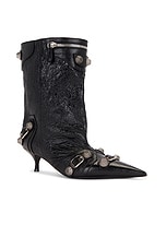 Balenciaga Cagole Wide L50 Bootie in Black & Silver, view 2, click to view large image.