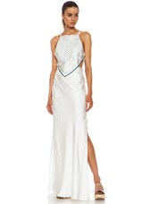 Band of Outsiders Bandana Print Cutout Silk Halter Dress in Taupe | FWRD