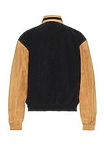 Bally Varsity Jacke in Black & Deserto, view 2, click to view large image.