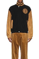 Bally Varsity Jacke in Black & Deserto, view 4, click to view large image.