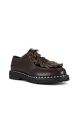 Bally Nadhy Fur Lace Up Boot in Ebano 21, view 2, click to view large image.