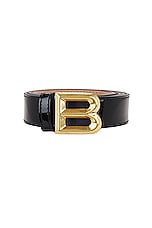 Bally B Bold 25 Belt in Black & Oro, view 3, click to view large image.