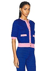 Bally Short Sleeve Cardigan in Marine, view 2, click to view large image.