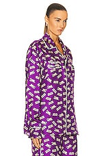 Bally Button Down Blouse in Mirtillo, view 2, click to view large image.
