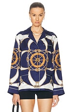 Bally Silk Button Down Shirt in Bone, view 1, click to view large image.