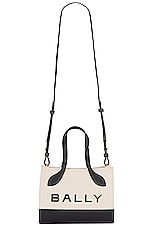 Bally Bar Tote Bag in Natural & Black, view 1, click to view large image.