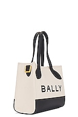 Bally Bar Tote Bag in Natural & Black, view 5, click to view large image.