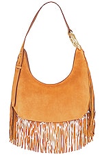 Bally Baroque Ring Fringe Shoulder Bag in Deserto & Gold, view 1, click to view large image.