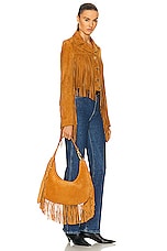 Bally Baroque Ring Fringe Shoulder Bag in Deserto & Gold, view 2, click to view large image.