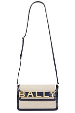 Bally Logo Crossbody Bag in Natural, Marine, & Oro, view 1, click to view large image.